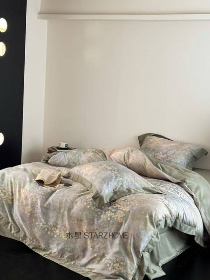 Hepburn T.|Lenjerie de Pat 4 Piese| Zvonuri din Padurea Adanca| 60% Tencel si 40% Bumbac