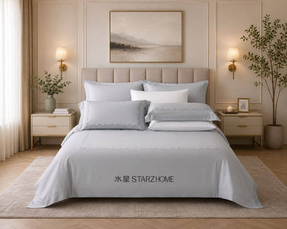 Lenjerie de pat 6 piese din 65% Tencel si 35% bumbac | Husă pilotă 200x220 | Cearșaf 240x260|808132
