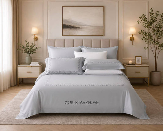 Lenjerie de pat 6 piese din 65% Tencel si 35% bumbac | Husă pilotă 200x220 | Cearșaf 240x260|808132