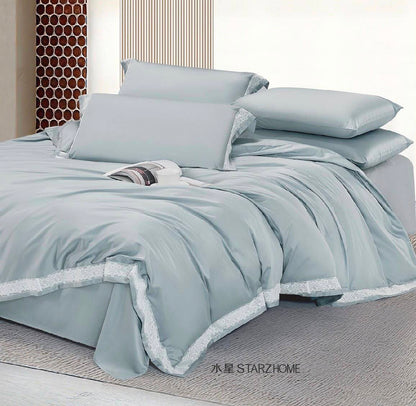 Lenjerie de pat 6 piese din bumbac 65% Tencel si 35% Bumbac | Husă pilotă 200x220 | Cearșaf 240x260|808136