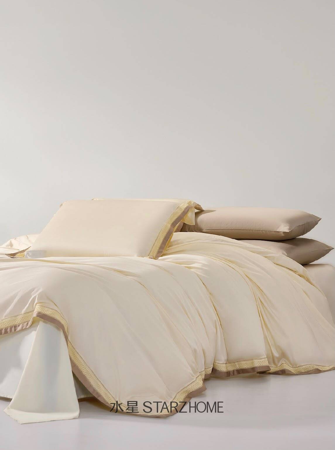 Lenjerie de pat 6 piese din bumbac 65% Tencel si 35% Bumbac | Husă pilotă 200x220 | Cearșaf 240x260|808137