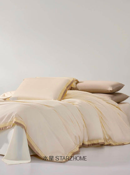 Lenjerie de pat 6 piese din bumbac 65% Tencel si 35% Bumbac | Husă pilotă 200x220 | Cearșaf 240x260|808137