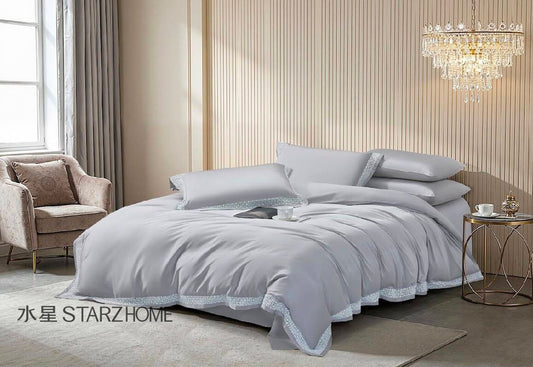 Lenjerie de pat 6 piese din bumbac 65% Tencel si 35% Bumbac | Husă pilotă 200x220 | Cearșaf 240x260|808140