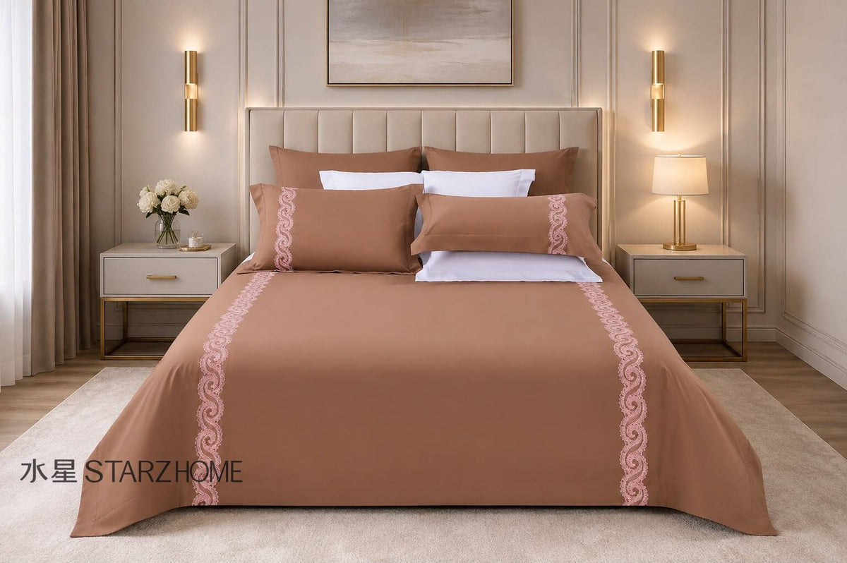 Lenjerie de pat 6 piese din bumbac 100% | Husă pilotă 200x220 | Cearșaf 183x203|808128
