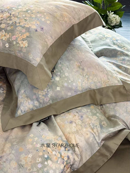 Hepburn T.|Lenjerie de Pat 4 Piese| Zvonuri din Padurea Adanca| 60% Tencel si 40% Bumbac