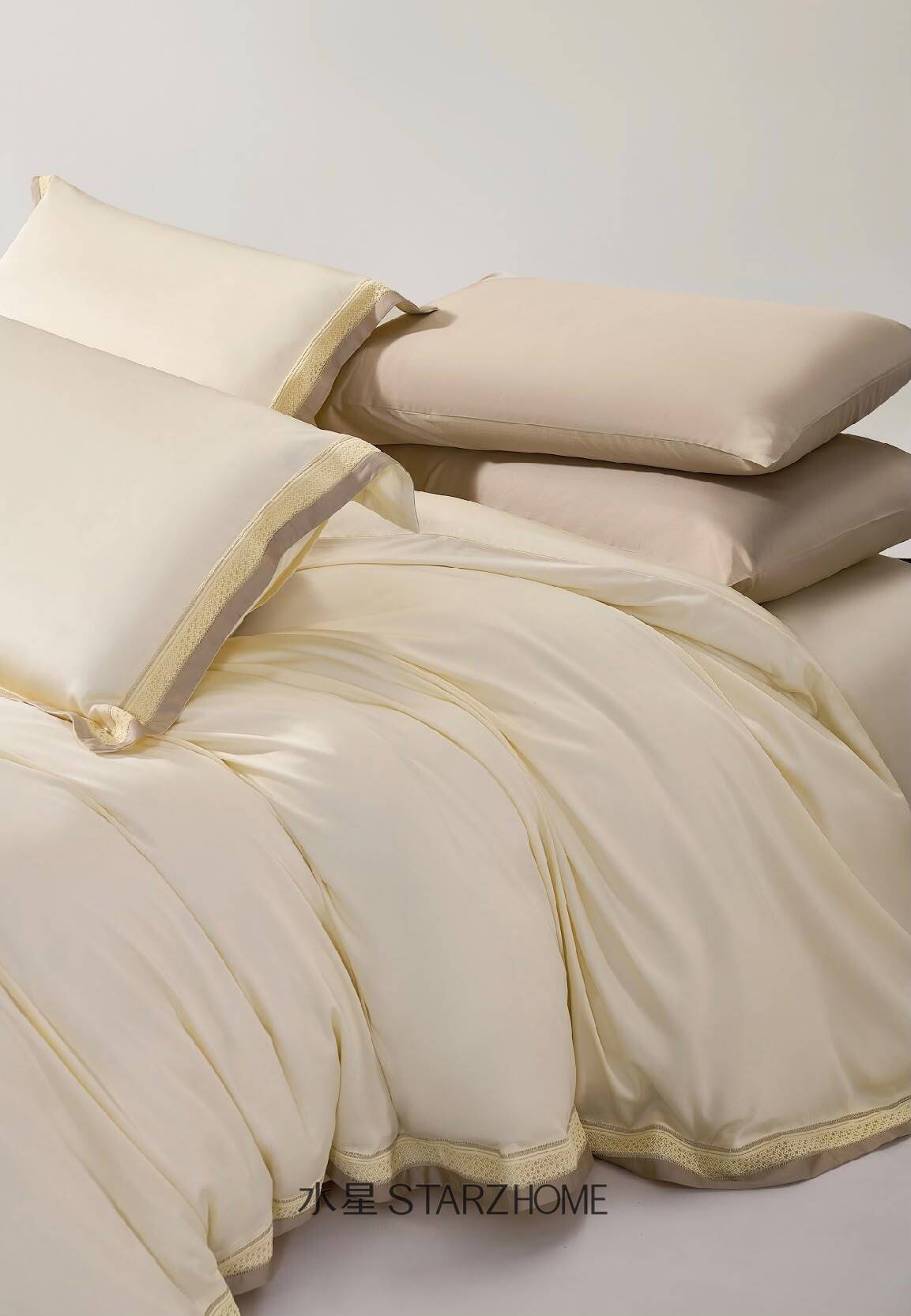 Lenjerie de pat 6 piese din bumbac 65% Tencel si 35% Bumbac | Husă pilotă 200x220 | Cearșaf 240x260|808137