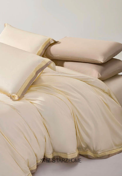 Lenjerie de pat 6 piese din bumbac 65% Tencel si 35% Bumbac | Husă pilotă 200x220 | Cearșaf 240x260|808137