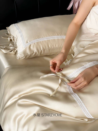 Hepburn T.|Lenjerie de Pat 4 Piese| Champagne Roz Deschis| 100% Tencel